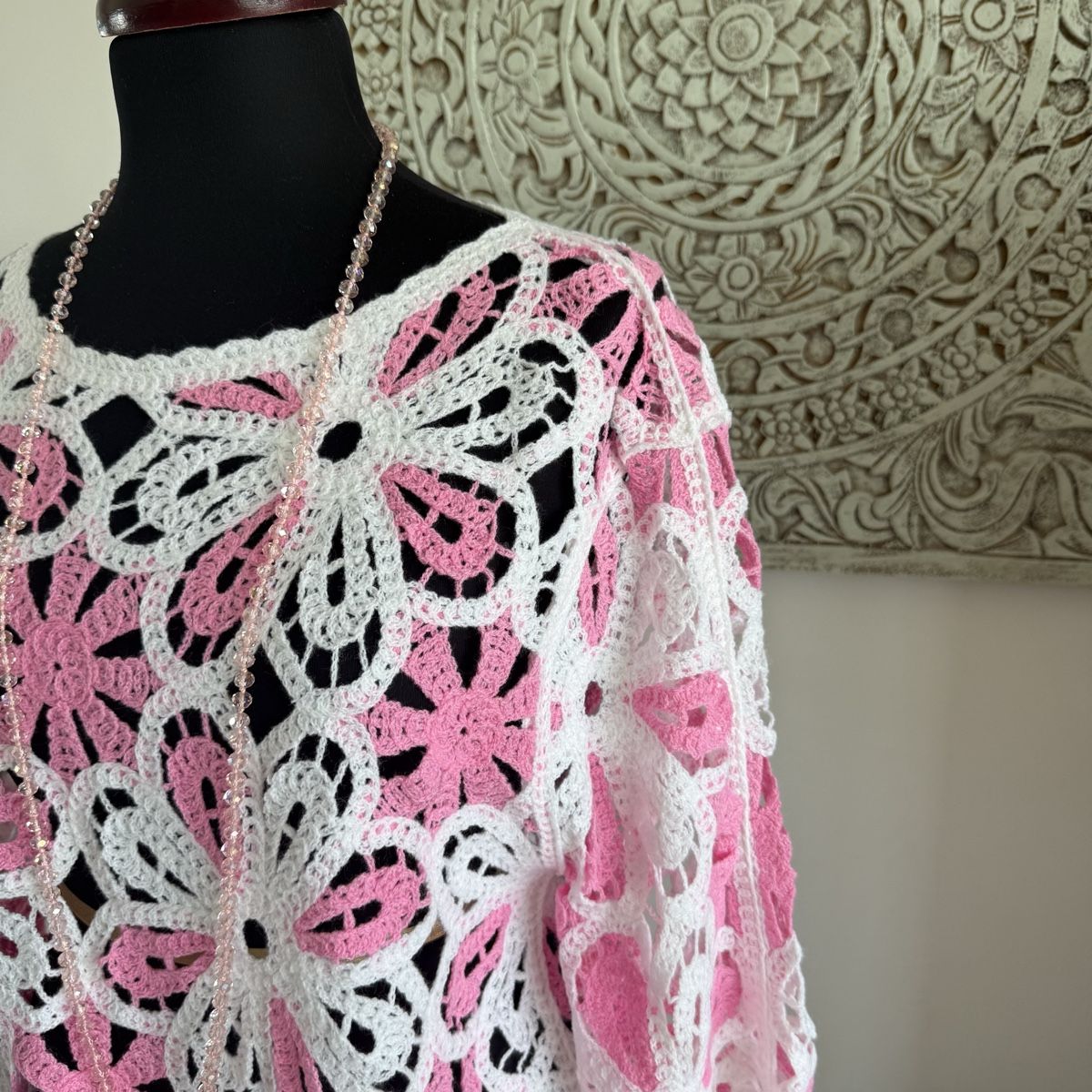 Maglioni & Felpe: Peace n‘love Häkel-Pullover pink weiss 1size – Nuovo (secondo la descrizione) da Wettswil venduto da toskana2002golf 1