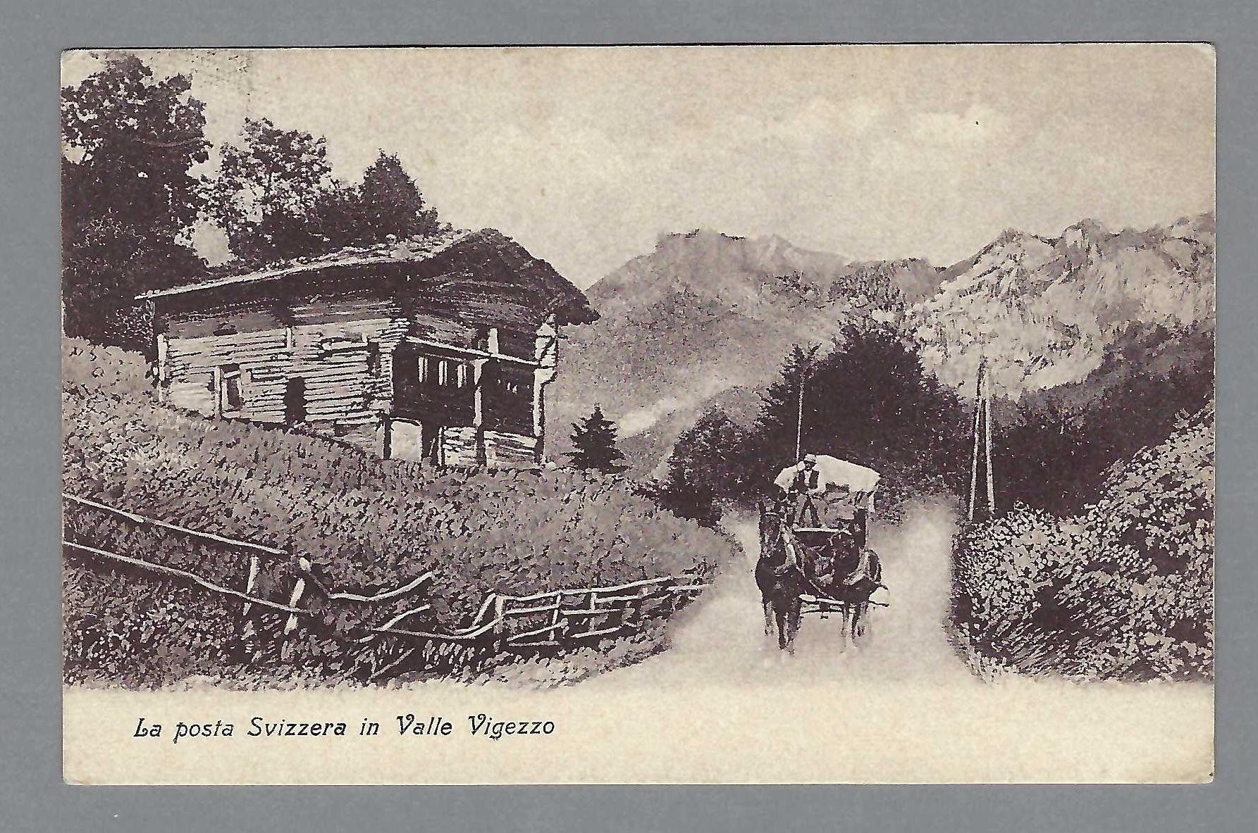 Ansichtskarten: 1909, VALLE VIGEZZO, DILIGENZA LA POSTA SVIZZERA/POSTKUTSCHE – Gebraucht aus Pura von ulisse1957