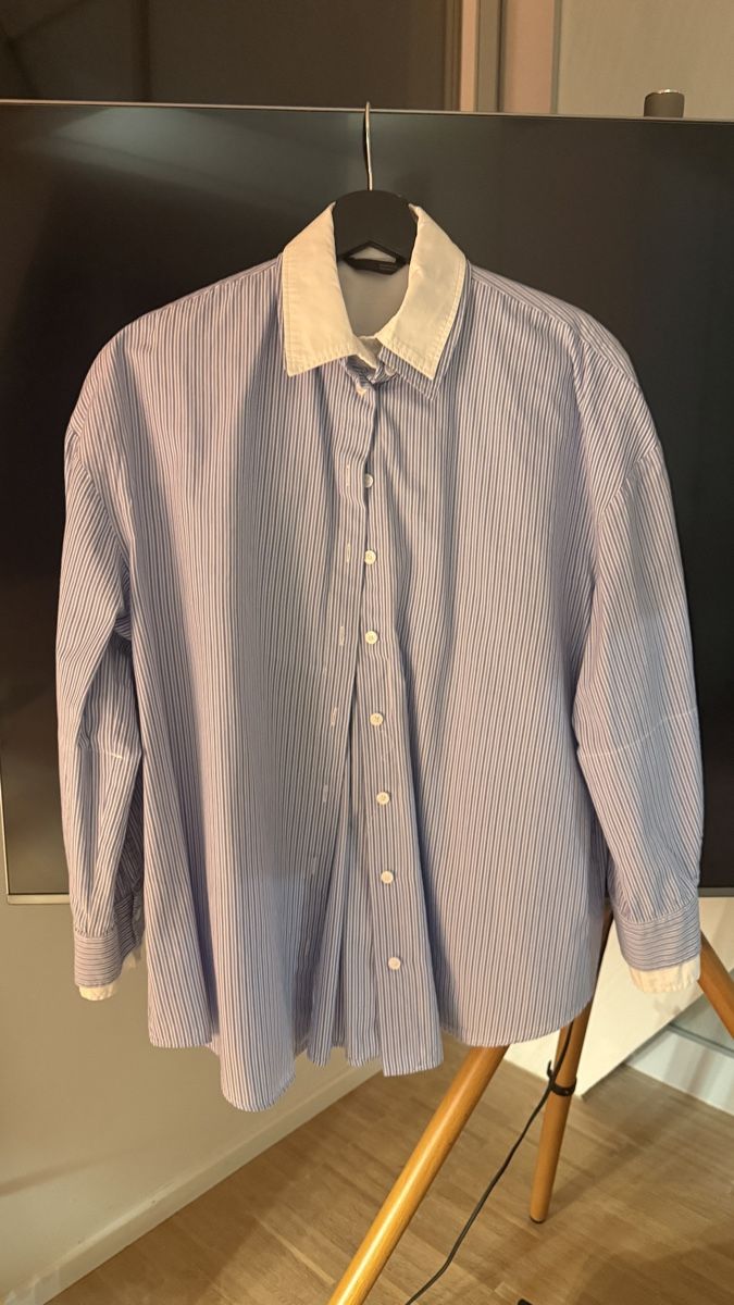 Zara Camicette: Zara Shirt, Blue/White Stripe, Contrast Collar, Size S – Nuovo (secondo la descrizione) da zug venduto da Inaar
