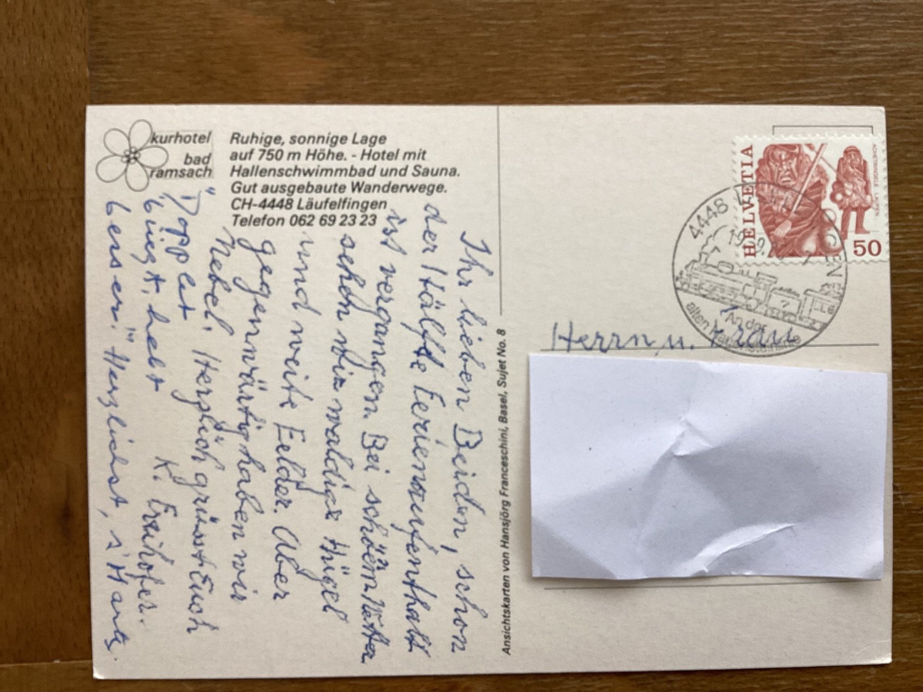 Cartoline postali: AK Läufelfingen. Kurhotel Bad Ramsach – Usato da Zürich venduto da tol_b7c7 1