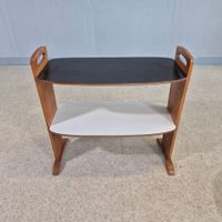 50s Black&White Beistelltisch mit 2 Ablagen Holz Tisch