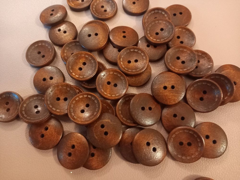 Lot De 50 Boutons En Bois Naturel - 3cm à 2 Trous - Pour Couture Et Créations DIY
