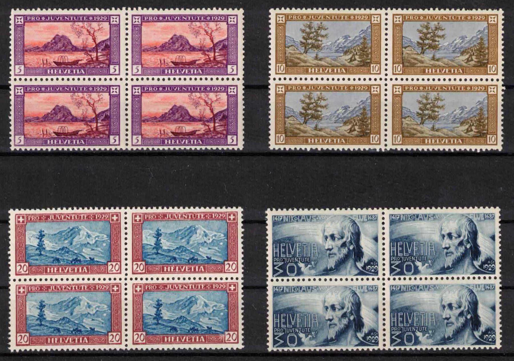 Tutti i francobolli: Pro Juventute 1929 im 4er-Block, postfrisch ** – Nuovo (secondo la descrizione) da Nuglar venduto da Stamp88