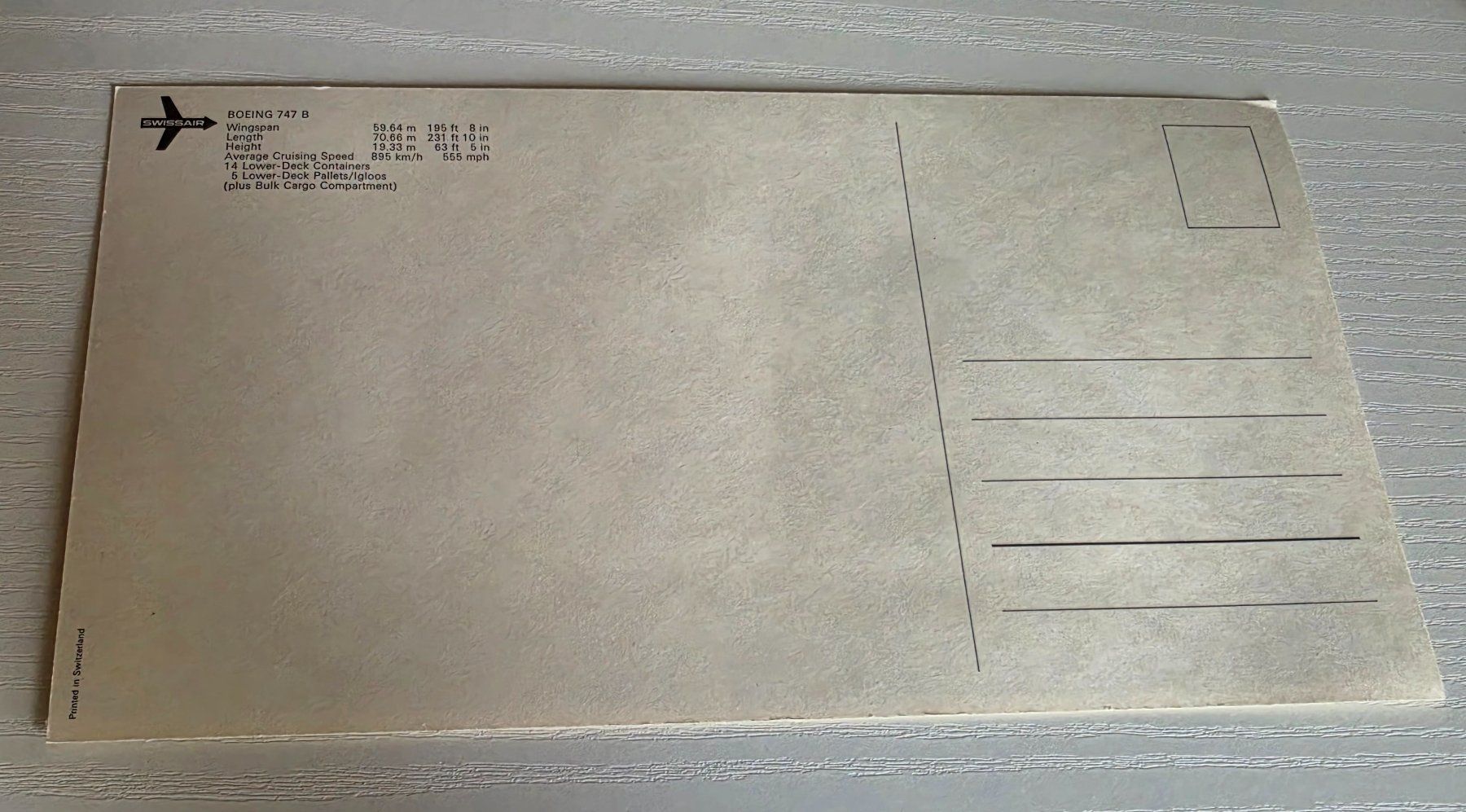 Ansichtskarten: Swissair Boeing 747 B Postkarte – Gebraucht aus Bassersdorf von ciao555 1