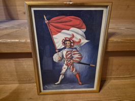 Solothurner Bannertrager 1515, gerahmtes Bild, Rarität!