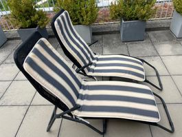2x Chaise longue pliante noire d'été, excellent état