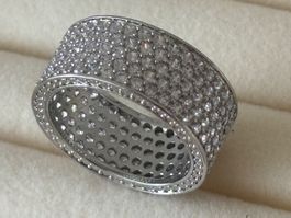Luxus Elegante Gr: 19/9 Ring Memoire Zirkonia Farbe Silber