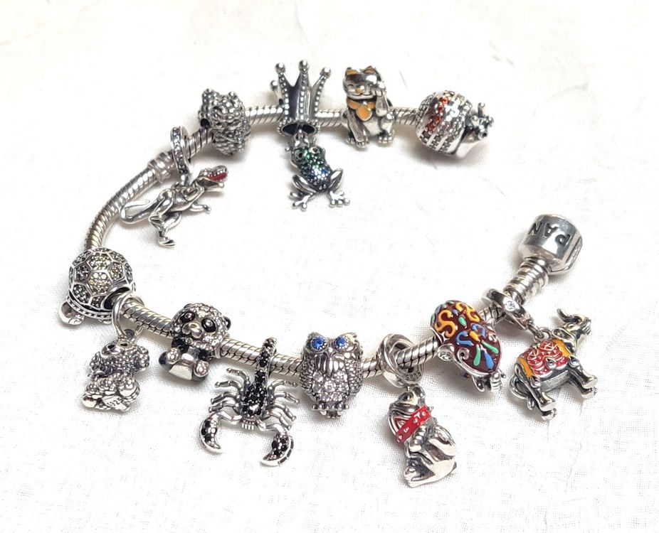 Blume Tier Charm Anhänger 925 Sterling Silber - Für Armband Und Halskette