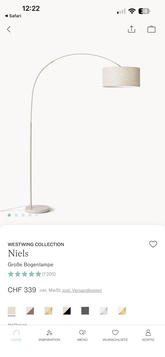 Westwing Lampade: Westwing Bogenlampe in beige – Usato da Kerns venduto da ram_8f8t 1