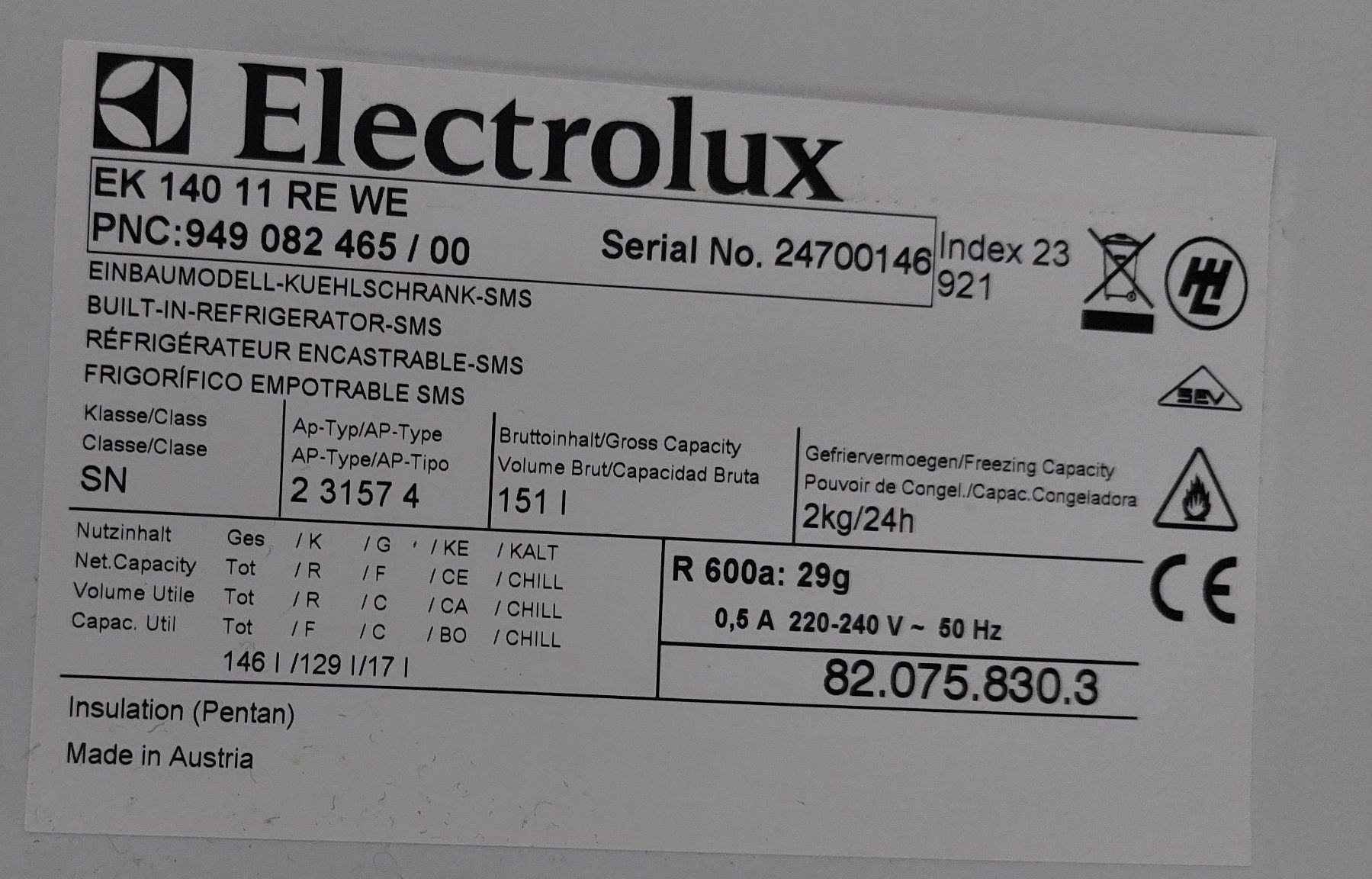 Electrolux Frigoriferi: Electrolux Einbaukühlschrank – Usato da Bad Zurzach venduto da Boris_D 4
