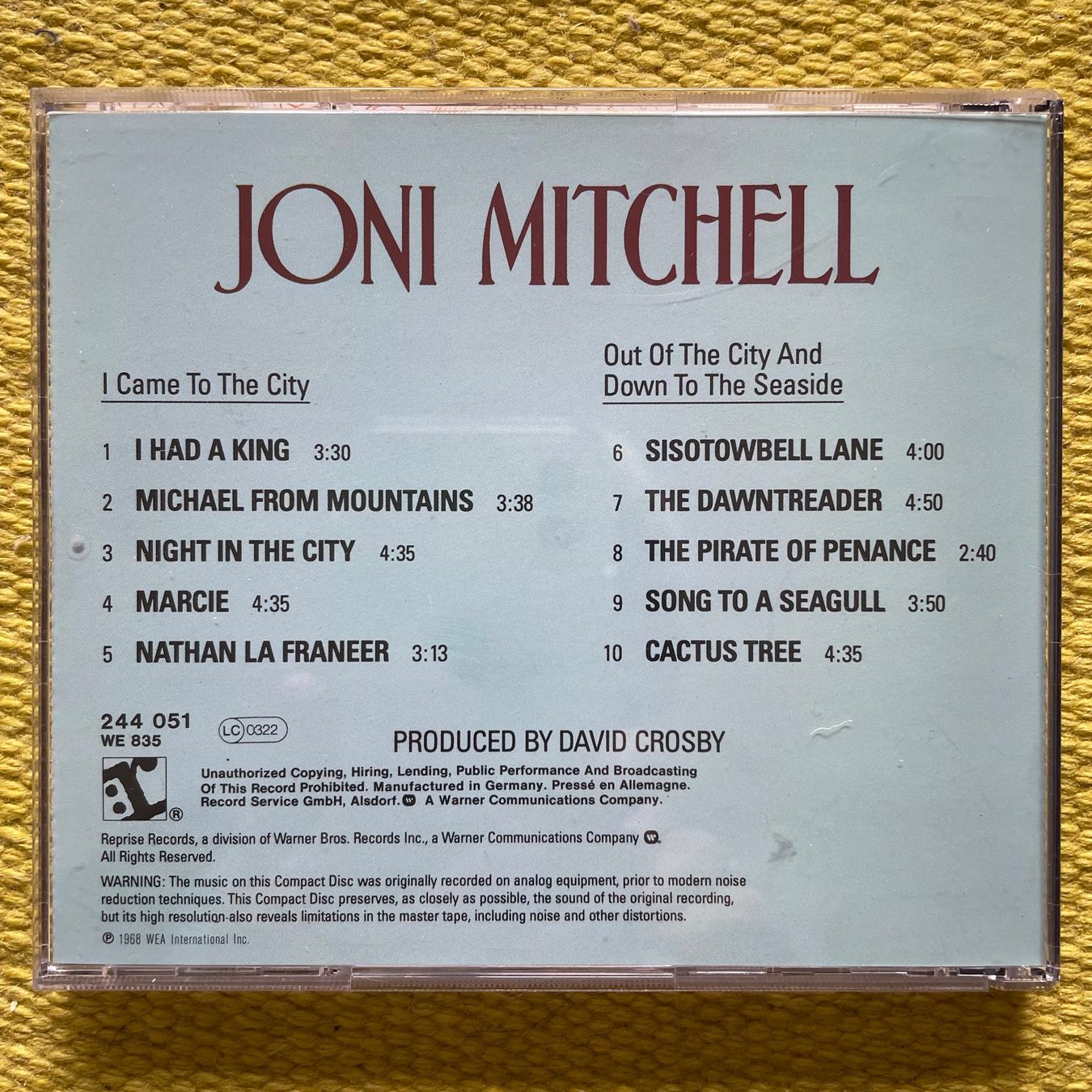 CD: JONI MITCHELL-JONI MITCHELL68 – Usato da Rorschacherberg venduto da CD-Roli 1
