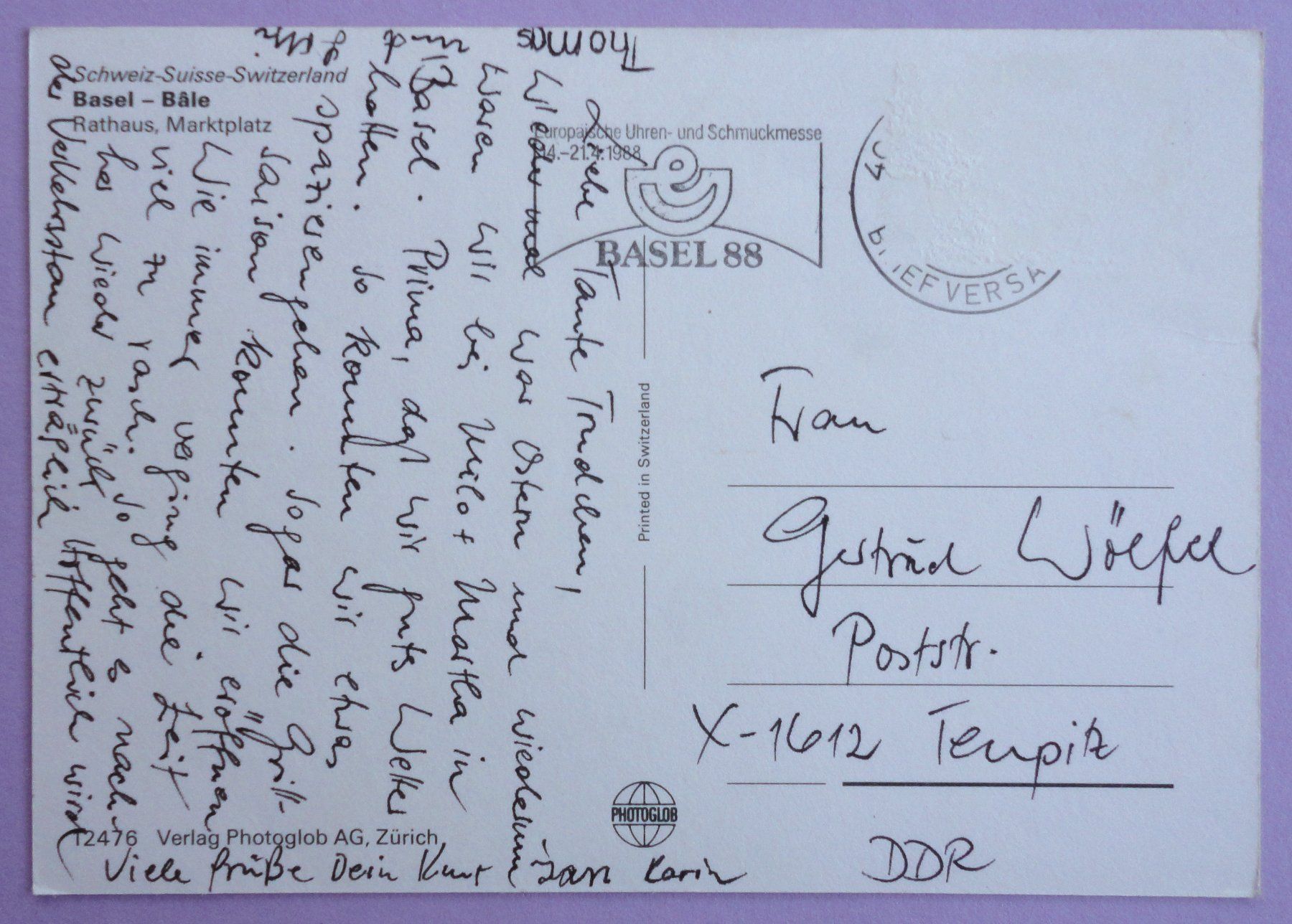 Cartoline postali: Basel - Bâle, Rathaus, Marktplatz – Difettoso da Fétigny venduto da Billy2miny 1