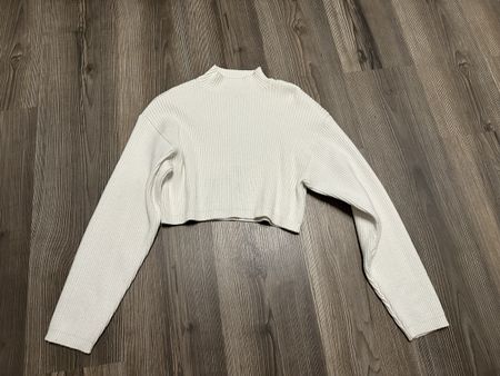 Pullover Bershka gerippt weiss Grösse XS
