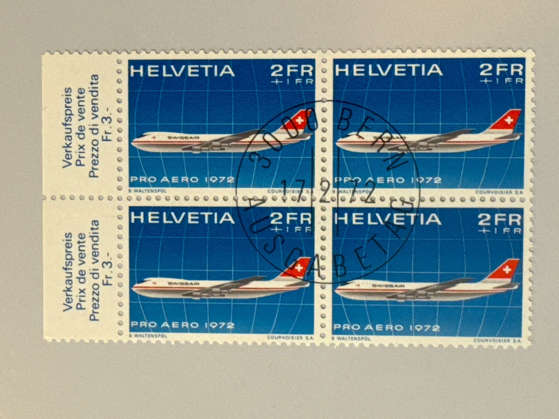 Tutti i francobolli: 1972, Pro Aero, 4er Block, ET Stempel – Usato da Küssnacht am Rigi venduto da POSTOMASTER