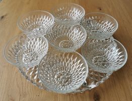  Kristallglas France 8 teiliger Tortenplatte + Schalen-Set 