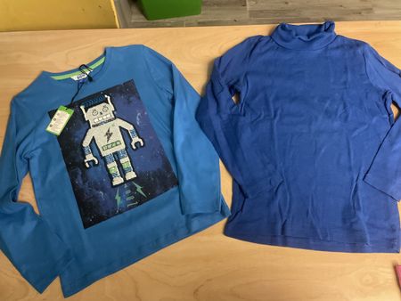 2 Migros/Kids Langarmshirts Neu Gr.128Roboter Streichpailett