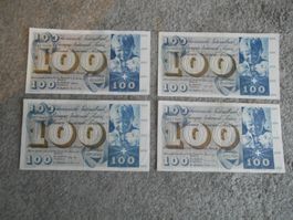 Alte Banknoten Schweiz, 4x 100 Fr. ab 1956