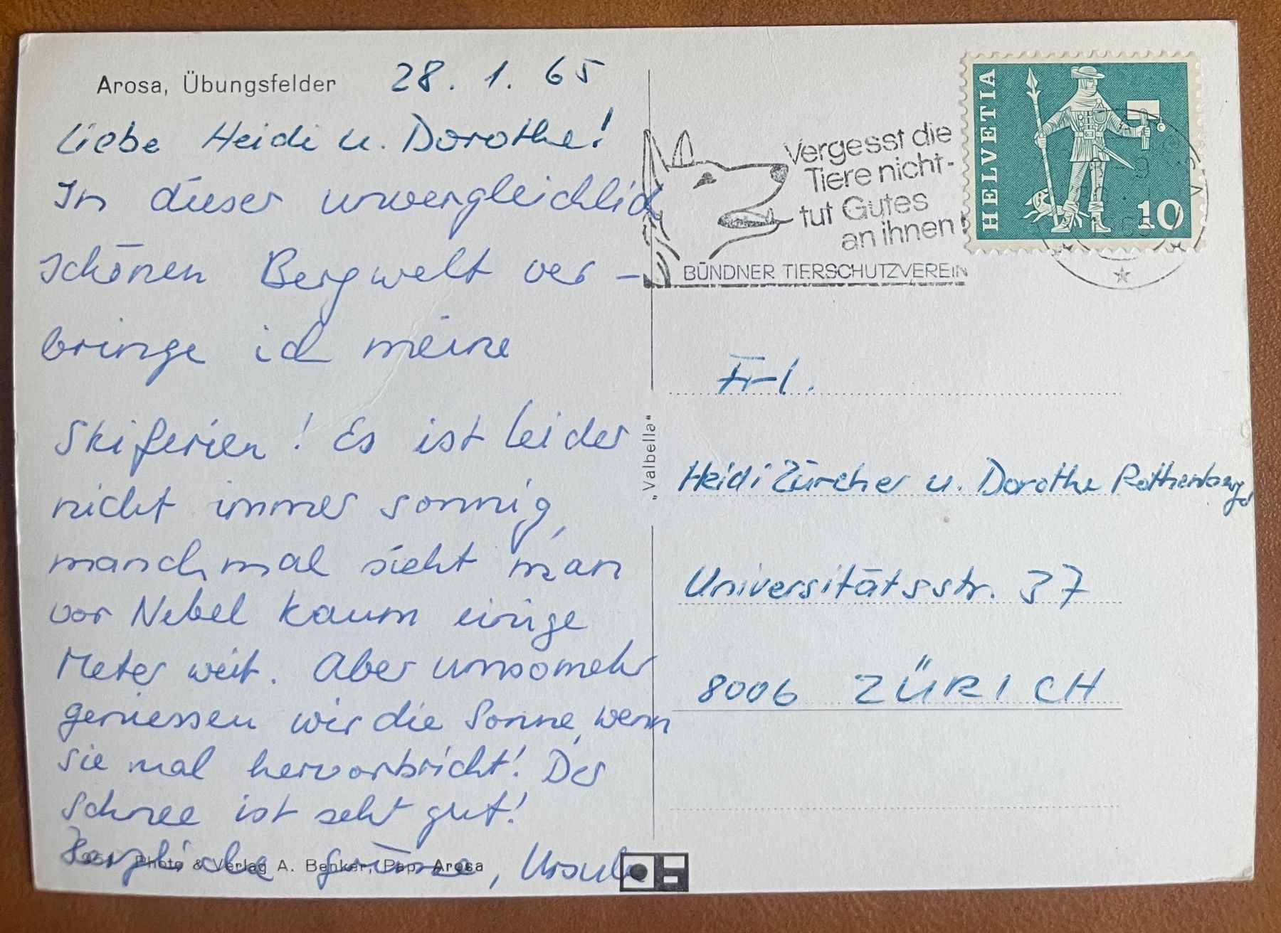 Ansichtskarten: AROSA - Übungsfelder 1965 – Gebraucht aus Lutry von Ediego 1