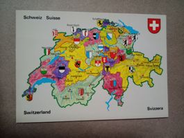 Ak Schweiz Umriss Land Kantone Wappen