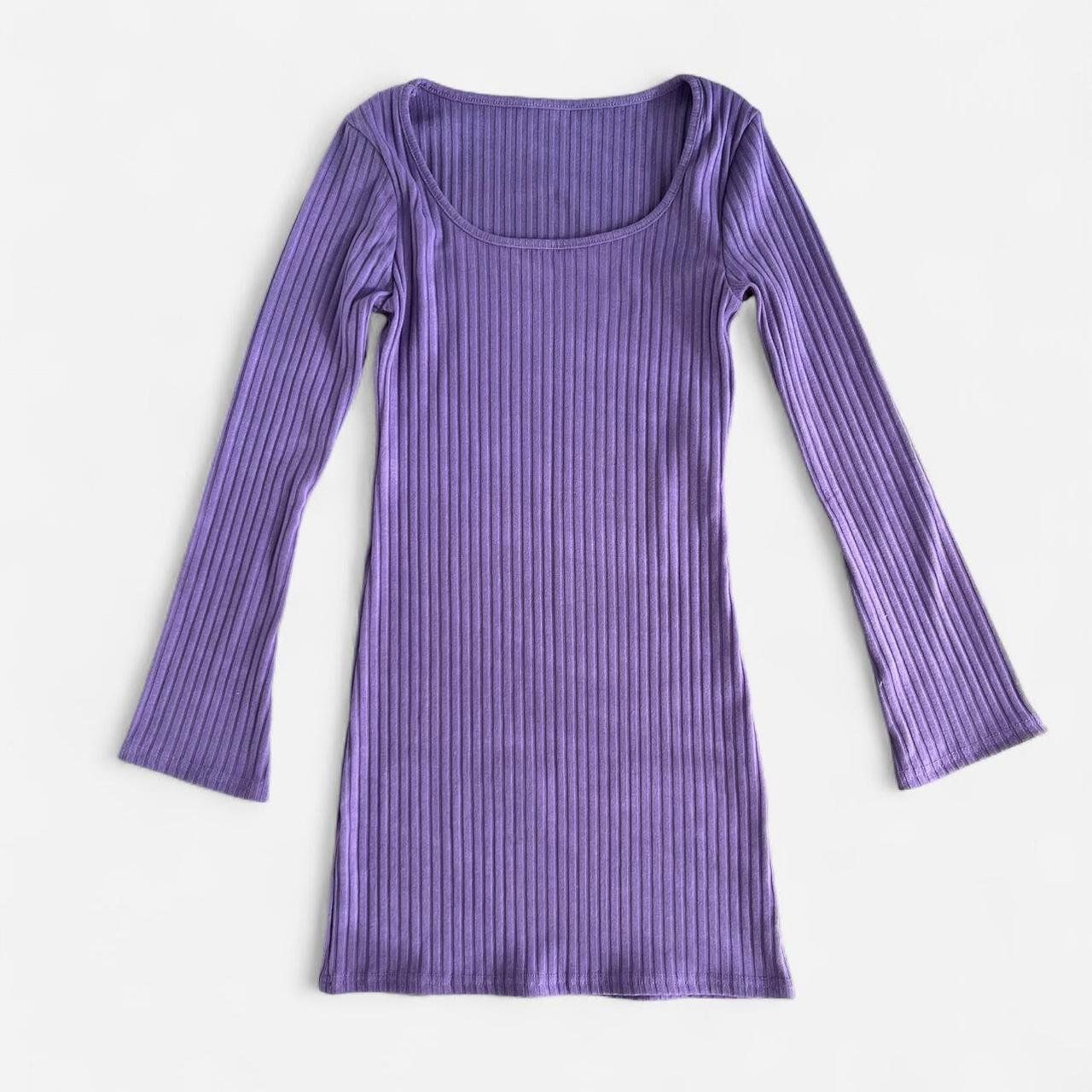 Kleider: Mini Kleid Rippstrick lila Langarm – Neu (gemäss Beschreibung) aus Sion von mol_9tmp