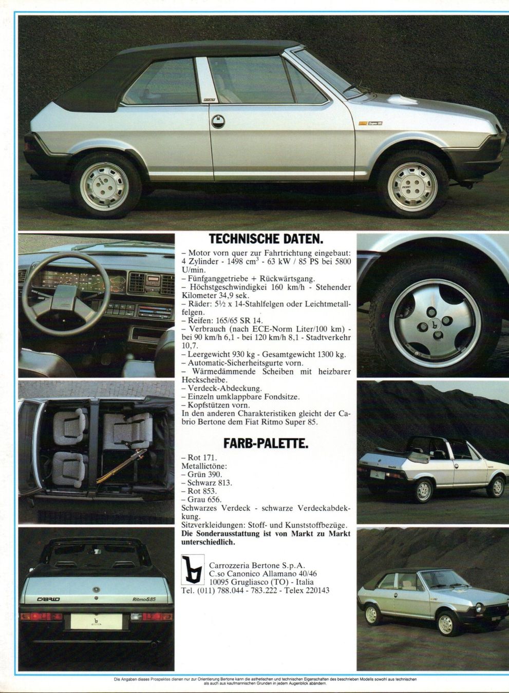 Fiat Autos: Fiat Ritmo Cabrio Bertone  - Original Prospekt – Neu (gemäss Beschreibung) aus Malans GR von Chueche427 4