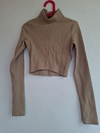 Bershka Rollkragentop, Beige, XS, Neuwertig!