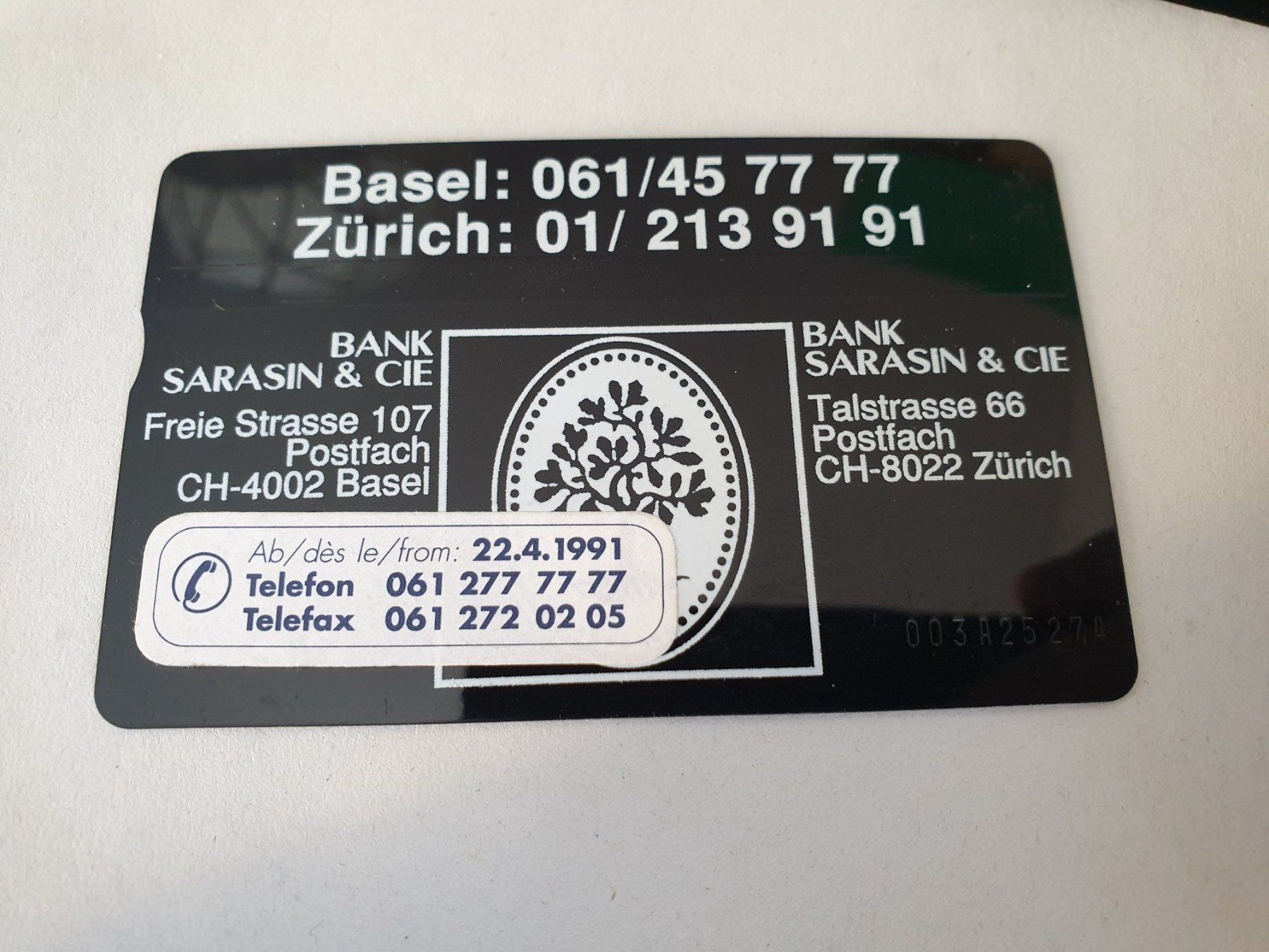 Cartes de téléphone: Sarasin 003A – D'occasion à Rain par chesz 1