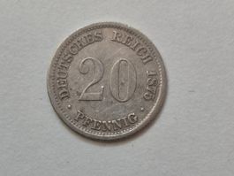 🇩🇪  Germany 20 Pfennig 1875 D - Silver. VF
