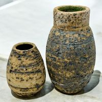 Paire de vases brutalistes LORÉ BEESEL en grés d'art