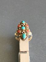 KORALLE TÜRKIS Ring OLD CHINA Jugendstil RAR aufwändig gearb