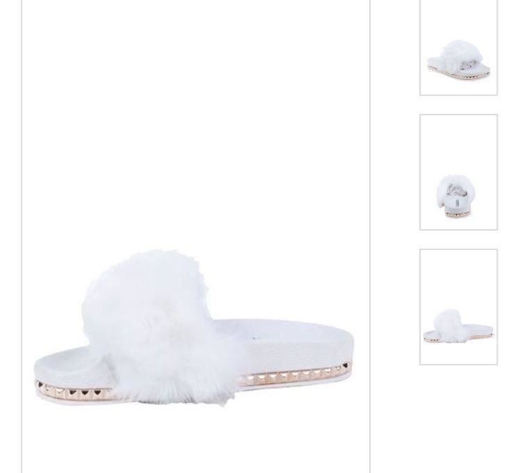 Scarpe da donna: Pantoufles blanche fourrure bordure dore – Nuovo e nell'imballaggio originale da Petit-Lancy venduto da mina222 2