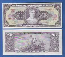 Brasil  50  Cruzeiros  Bankfrisch