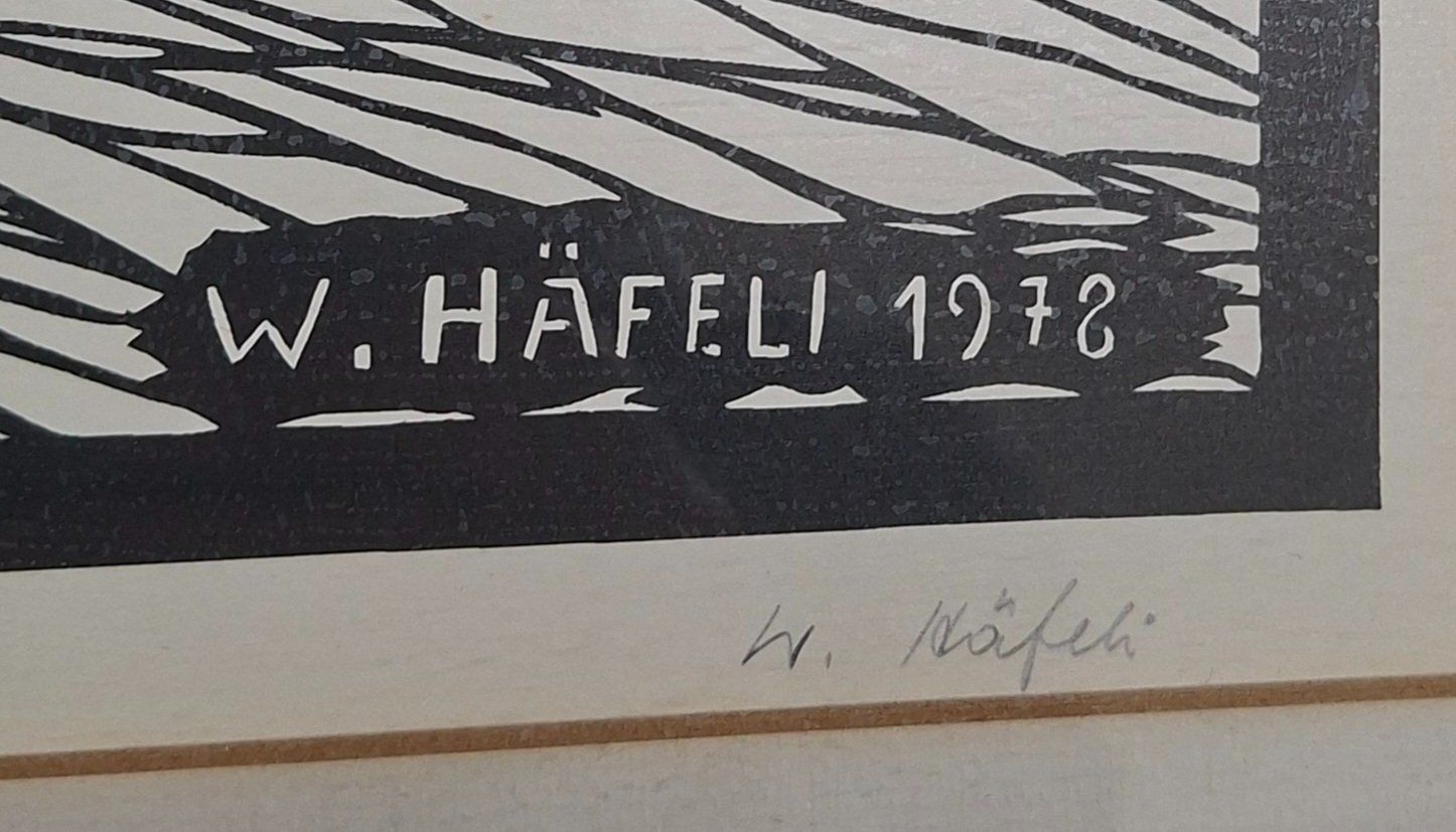 Grafica & Litografie: Häfeli Werner, Scherenschnitt-Litho, Hochzeit Kutsche Pferd – Usato da St. Gallen venduto da BlauesKreuzSG-App 3