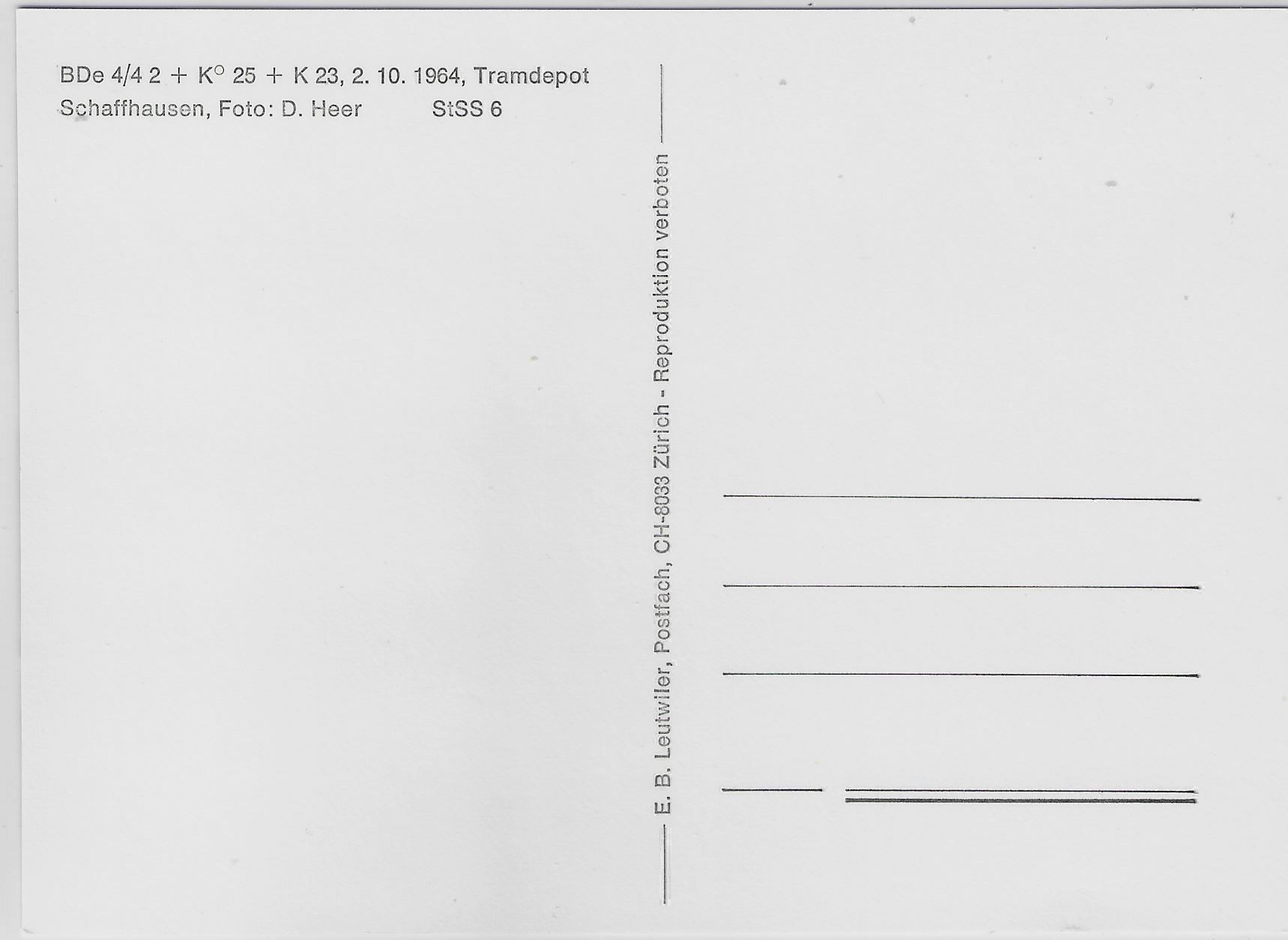 Riviste & Magazine: Tramdepot Schaffhausen 2.10.1964 – Antico da Ettingen venduto da Kartenplanet 1