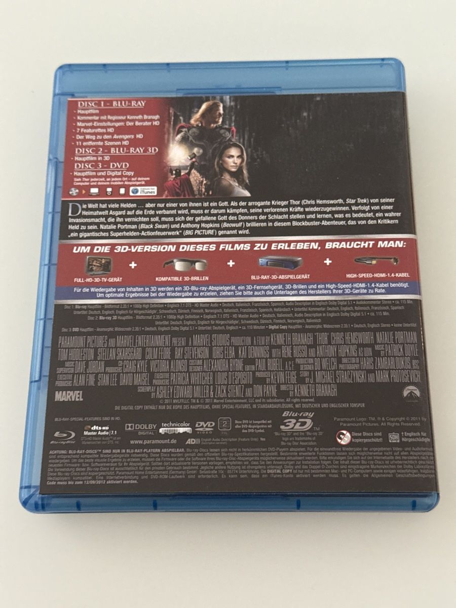 Alle DVDs: Thor - Limitierte 3D Edition - Blu-Ray Marvel Studios – Gebraucht aus Hittnau von PeterS75 1