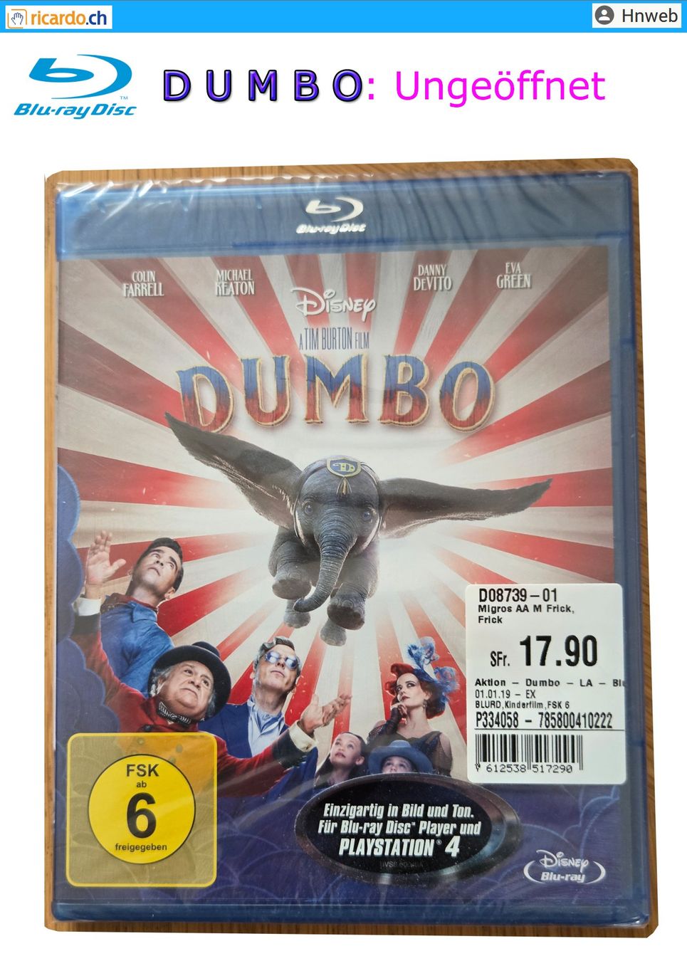 Tous les DVDs: Blu-ray Disc: D U M B O – Neuf avec emballage d'origine à Kaisten par Hnweb