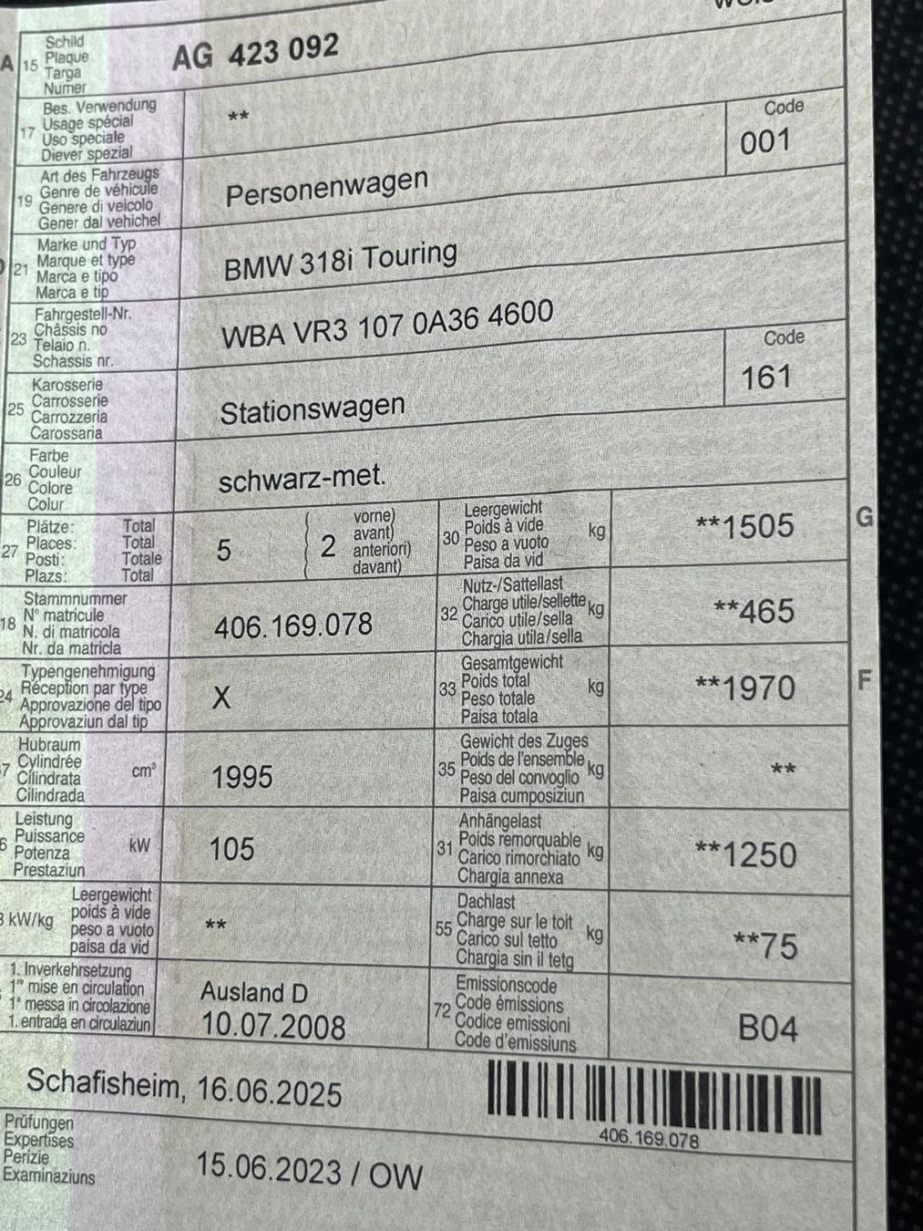 BMW Automobili: BMW 320d Touring für Export – Usato da Bünzen venduto da Turbolino5 7