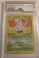 Pokemon Karte: Nidorino, Deutsch, 1. Edition, PSA 10