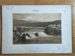 Eugene Ciceri antike Ansicht Rheinfall bei Neuhausen
