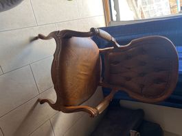 Stuhl Leder braun mit Nieten Antik Stil guter Zustand