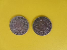CH-Münzen, 1 Franken, mit Jahrg.1911 + 1916