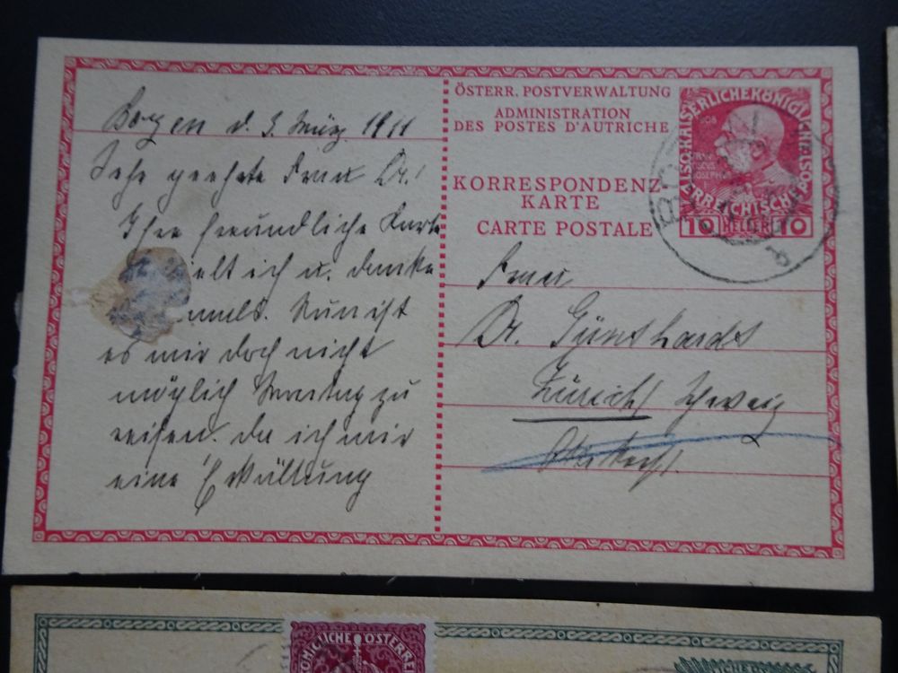 4 x PK CH KAISERLICHE KÖNIGLICHE ÖSTERREICHISCHE POST (Gebraucht) in