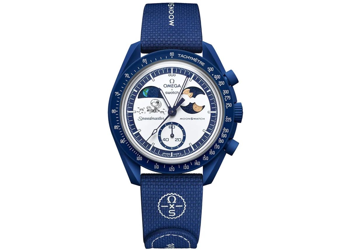 Swatch Orologi: Omega x Swatch Moonswatch Snoopy – Nuovo e nell'imballaggio originale da Montreux venduto da SwissLux