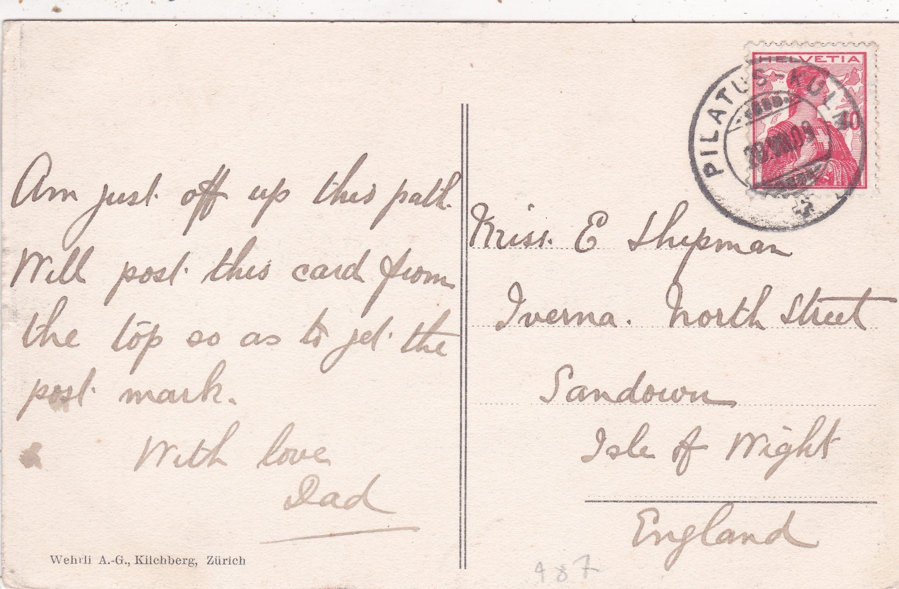 Cartoline postali: Pilatus Tomlishorn 1909 – Usato da Herisau venduto da Lisegrat2008 1