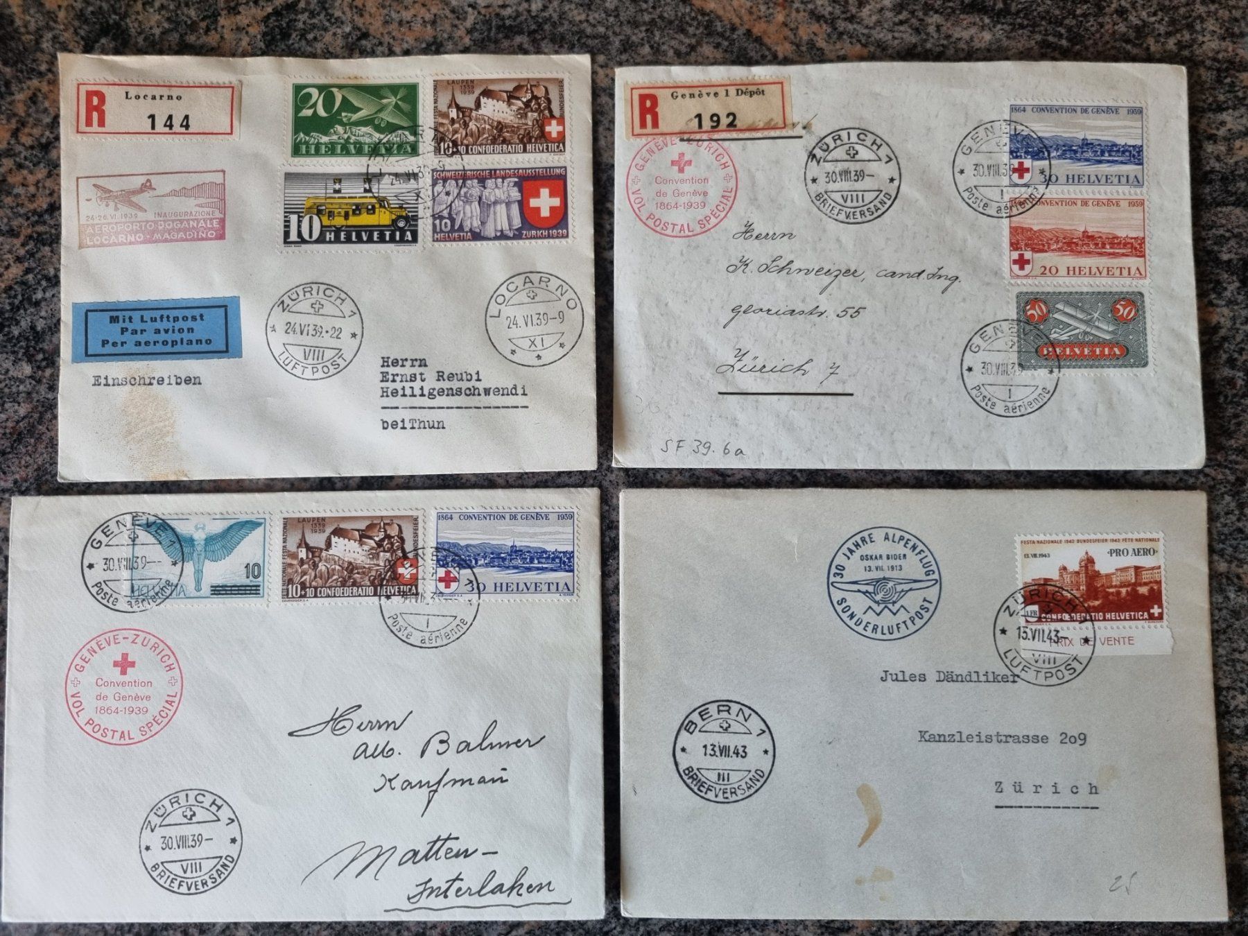 Tutti i francobolli: Lot mit 8 CH Flugpost Briefe – Usato da Gümligen venduto da Geniusbuy 2