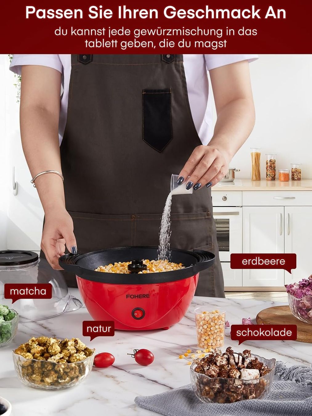 Elettrodomestici da cucina: Popcornmaschine 3,5L rot elektrisch Popcorn Maker – Nuovo e nell'imballaggio originale da Wittenbach venduto da VELARO 3