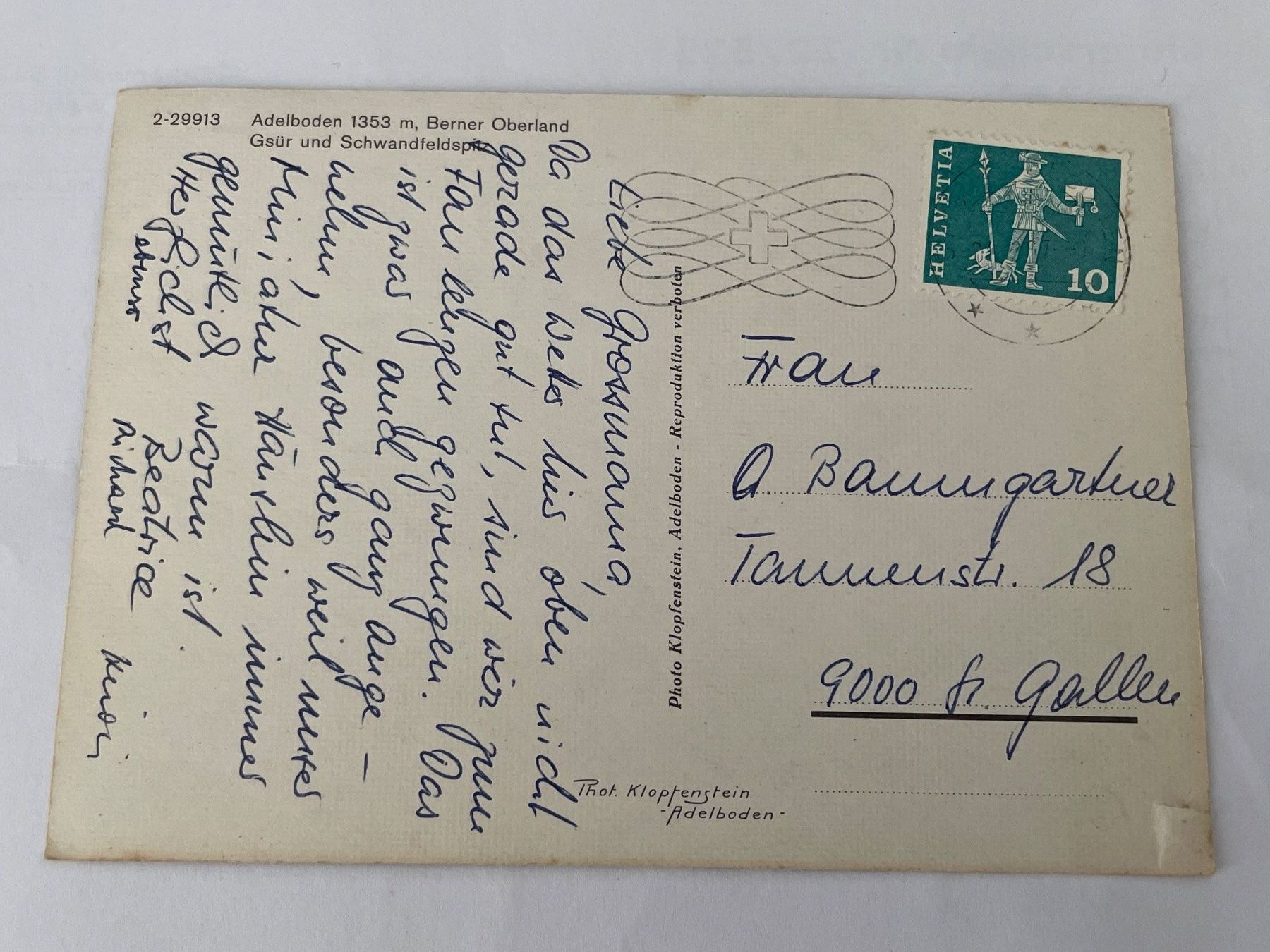 Cartoline postali: Ansichtskarte Adelboden 1353m Berner Oberland mit Gsür – Usato da St. Gallen venduto da Gallus8 1