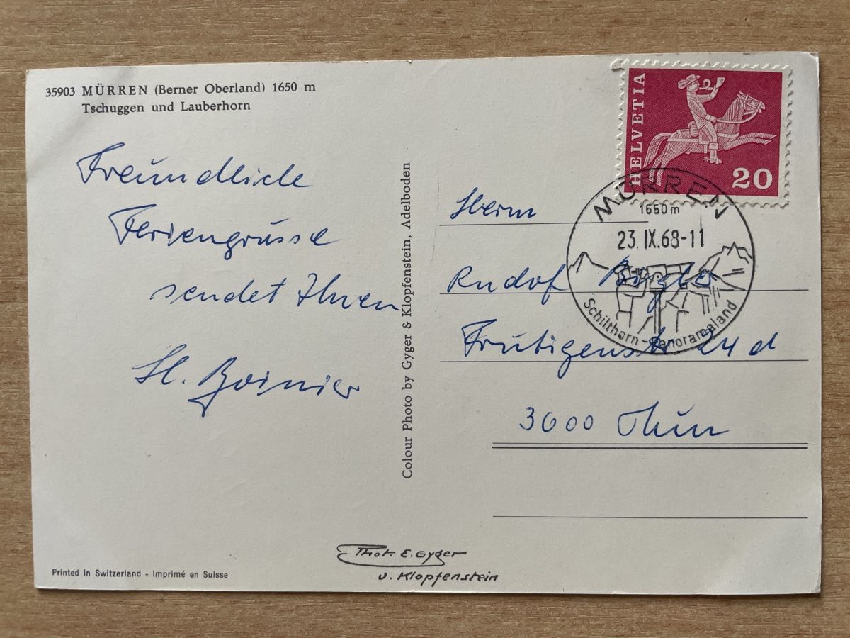 Cartoline postali: Ansichtskarte Mürren, Berner Oberland, 1968. – Usato da Neuhausen am Rheinfall venduto da Arielle55 1