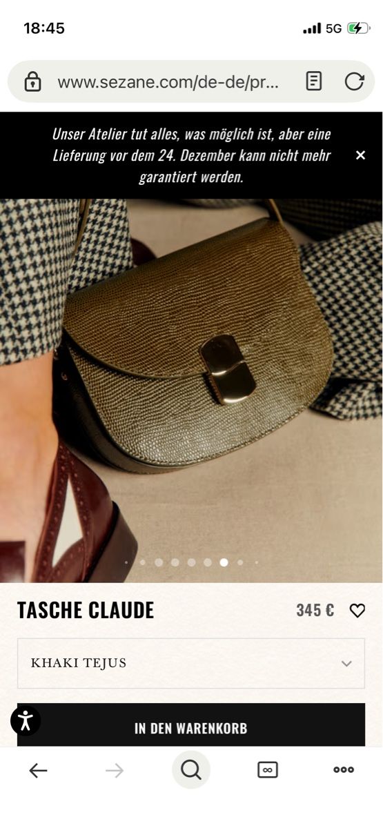 Sezane Borse da donna: Sézane Tasche Claude Khaki Neu! – Nuovo e nell'imballaggio originale da Basel venduto da non_vn79 1