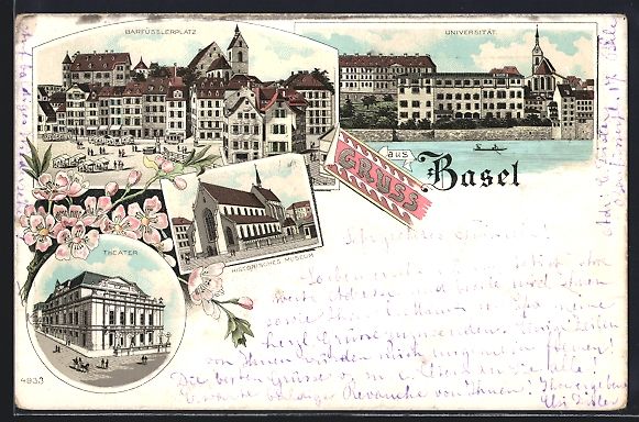 Cartoline postali: Litho Basel, Historisches Museum, Univer – Usato da Berlin venduto da bartko-reher